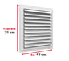 35 cm x 45 cm Alüminyum Hareketli Menfez Yüzeysel Banyo Wc Havalandırma Menfezi Beyaz