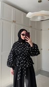 PUANTİYELİ KUŞAKLI BALON KOL CEKET