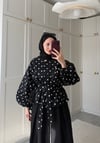 PUANTİYELİ KUŞAKLI BALON KOL CEKET