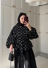 PUANTİYELİ KUŞAKLI BALON KOL CEKET