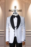 Damatlık İtalyan Kesim Slim Fit Taşlı Beyaz SD41091