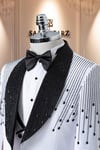 Damatlık İtalyan Kesim Slim Fit Taşlı Beyaz SD41091