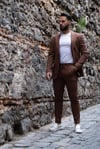 İtalyan Kesim Takım Elbise Kahve Spor İpli - Slım Fıt SD4958