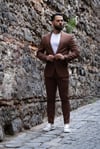 İtalyan Kesim Takım Elbise Kahve Spor İpli - Slım Fıt SD4958