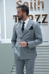 Kruvaze Gri Çizgili Erkek Takım Elbise SD42415