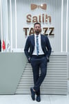 Kruvaze Lacivert Çizgili Erkek Takım Elbise SD42417