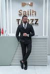 Kruvaze Siyah Çizgili Erkek Takım Elbise SD42421