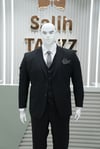 Takım Elbise Yelekli Battal Büyük Beden Siyah SD42432