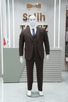Takım Elbise Yelekli Battal Büyük Beden Kahve SD42429