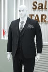 Takım Elbise Yelekli Battal Gofre Büyük Beden Siyah SD42425