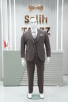 Takım Elbise Yelekli Battal Gofre Büyük Beden Kahve SD42424
