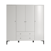 Focus 4 Kapılı Dolap Beyaz (%100MDF) - 4 Kapılı, 2 Çekmeceli, Ayaklı Gardırop