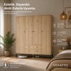Focus 4 Kapılı Dolap Meşe (%100MDF) - 4 Kapılı, 2 Çekmeceli, Ayaklı Gardırop