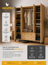 Focus 4 Kapılı Dolap Meşe (%100MDF) - 4 Kapılı, 2 Çekmeceli, Ayaklı Gardırop