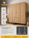 Focus 4 Kapılı Dolap Meşe (%100MDF) - 4 Kapılı, 2 Çekmeceli, Ayaklı Gardırop