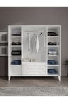 madrid 4 kapaklı,aynalı,10 raflı,2 çekmeceli dolap/gardırop (%100mdf)
