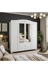 Romantic 4 Kapılı, 2 Çekmeceli Aynalı Dolap/gardırop(%100MDF)