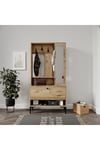 VALENTİN WOOD TARZ RAFLI,AYNALI PORTMANTO/AYAKKABILIK/VESTİYER(%100MDF)
