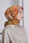 Loryan Scarf Diamond Eşarp - Diamond Flor İpeksi Eşarp 4297 Hardal