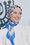 Loryan Scarf Diamond Eşarp - Diamond Plaid İpeksi Eşarp 4296 İndigo