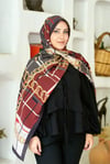 Loryan Scarf Ekose Zincir Şal - Bordo
