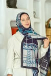 Loryan Scarf Ekose Zincir Şal - Koyu Lacivert
