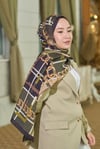 Loryan Scarf Ekose Zincir Şal - Siyah/Haki