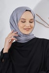 Loryan Scarf Floş Jakar Serisi Ağaç Kabuğu Desenli Şal Füme