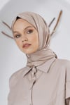 Loryan Scarf Floş Jakar Serisi Ağaç Kabuğu Desenli Şal Capuccino