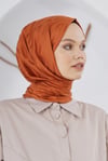 Loryan Scarf Floş Jakar Serisi Ağaç Kabuğu Desenli Şal Kiremit