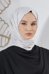 Loryan Scarf Floş Jakar Serisi Ağaç Kabuğu Desenli Şal Gümüş Gri