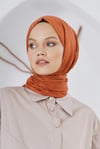 Loryan Scarf Floş Jakar Serisi Ağaç Kabuğu Desenli Şal Kiremit