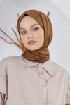 Loryan Scarf Floş Jakar Serisi Ağaç Kabuğu Desenli Şal Açık Kahve