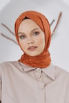 Loryan Scarf Floş Jakar Serisi Ağaç Kabuğu Desenli Şal Kiremit