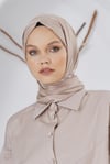 Loryan Scarf Floş Jakar Serisi Ağaç Kabuğu Desenli Şal Capuccino
