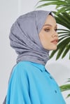 Loryan Scarf Floş Jakar Serisi Kazayağı Desenli Şal Füme
