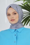 Loryan Scarf Floş Jakar Serisi Kazayağı Desenli Şal Füme