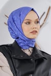 Loryan Scarf Floş Jakar Serisi Leopar Desenli Şal İndigo