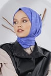 Loryan Scarf Floş Jakar Serisi Leopar Desenli Şal İndigo