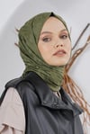 Loryan Scarf Floş Jakar Serisi Leopar Desenli Şal Haki