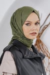 Loryan Scarf Floş Jakar Serisi Leopar Desenli Şal Haki