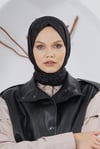 Loryan Scarf Floş Jakar Serisi Leopar Desenli Şal Siyah
