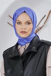 Loryan Scarf Floş Jakar Serisi Leopar Desenli Şal İndigo