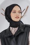 Loryan Scarf Floş Jakar Serisi Leopar Desenli Şal Siyah