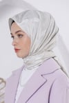Loryan Scarf Jakar Şal - Delta Floş Jakar Şal 4299 Gümüş Gri