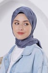Loryan Scarf Jakar Şal - Delta Floş Jakar Şal 4299 Kot Mavi