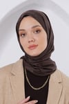 Loryan Scarf Jakar Şal - Delta Floş Jakar Şal 4299 Koyu Kahve