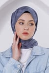 Loryan Scarf Jakar Şal - Delta Floş Jakar Şal 4299 Kot Mavi