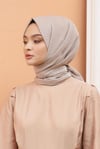 Loryan Scarf Kendinden Desenli Tek Renk Kayla Jakarlı Pamuklu Şal Vizon