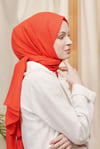 Loryan Scarf Kendinden Desenli Tek Renk Kayla Jakarlı Pamuklu Şal Mercan